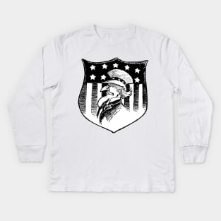 Vintage Patriotic Uncle Sam and American Flag Kids Long Sleeve T-Shirt